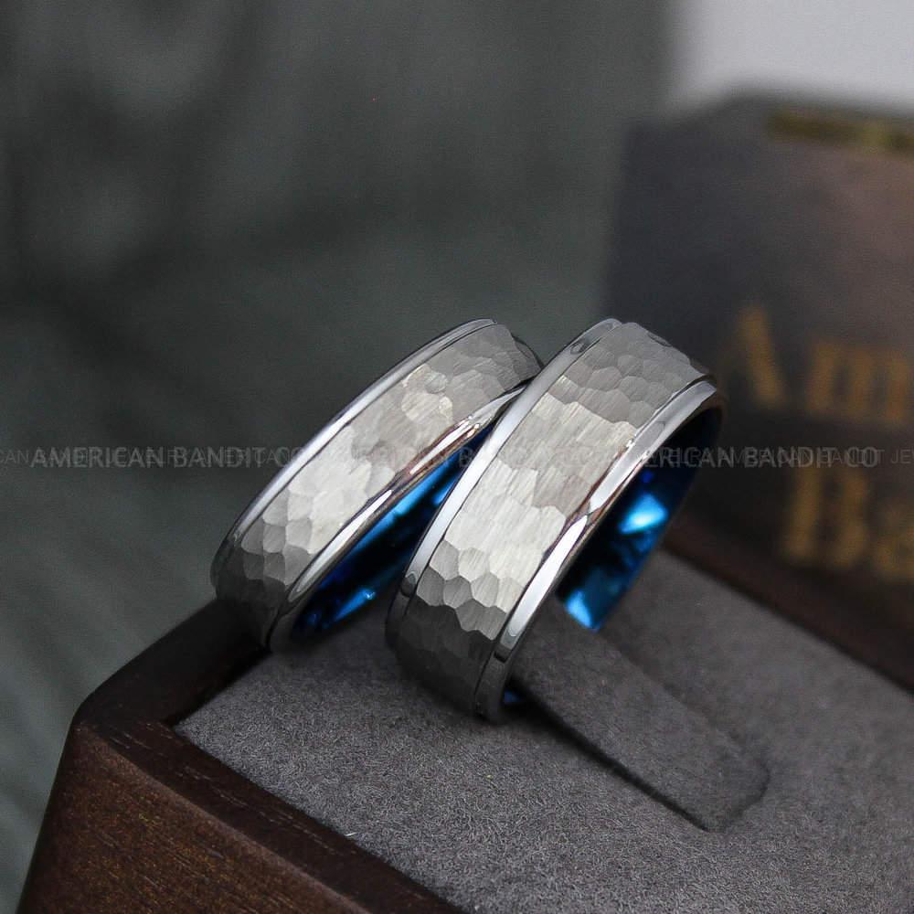 IMG_3867 Hammered Rings, Silver Wedding Rings, Silver Wedding Bands, 8MM OR 6MM Silver Rings, Hammered Wedding Band - Image 1