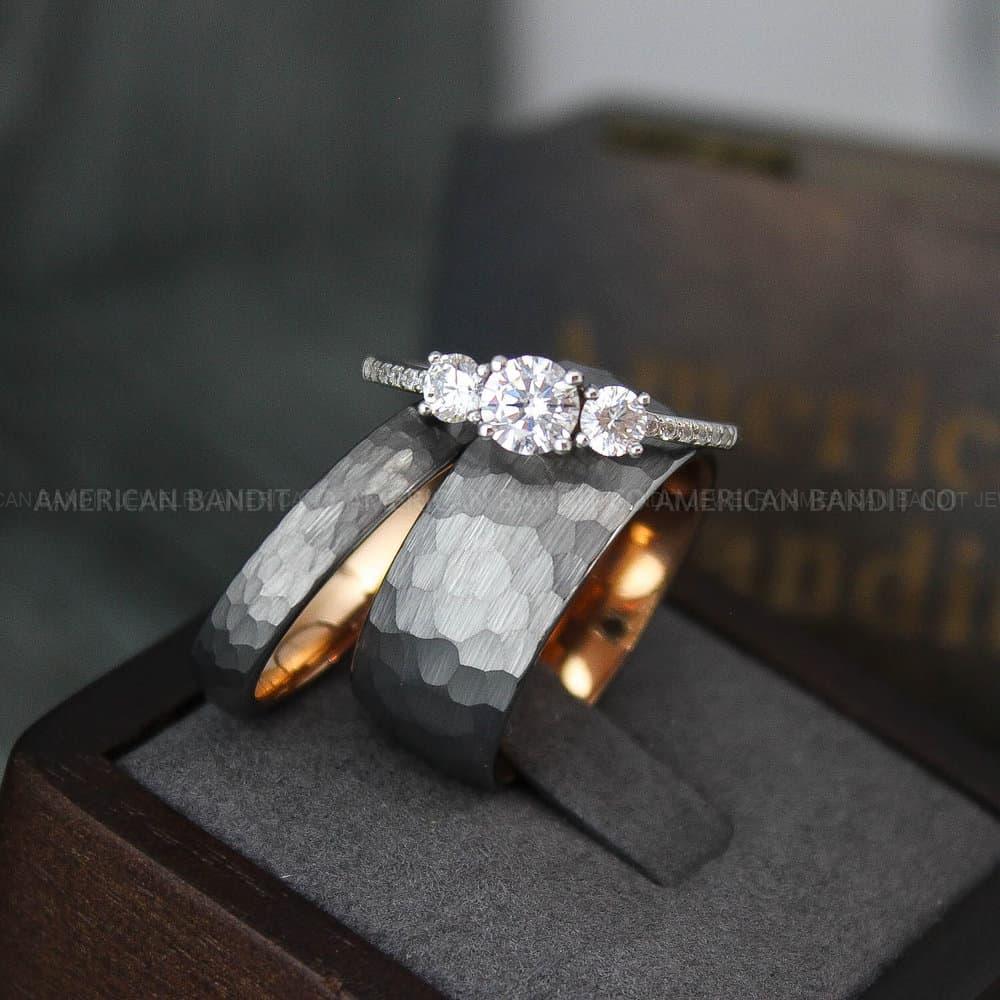 IMG_3890 Hammered Rings, Silver Wedding Rings, Silver Wedding Bands, Couple Rings, Couple Wedding Bands, Couple Wedding Rings, Matching Couple Rings - Image 1