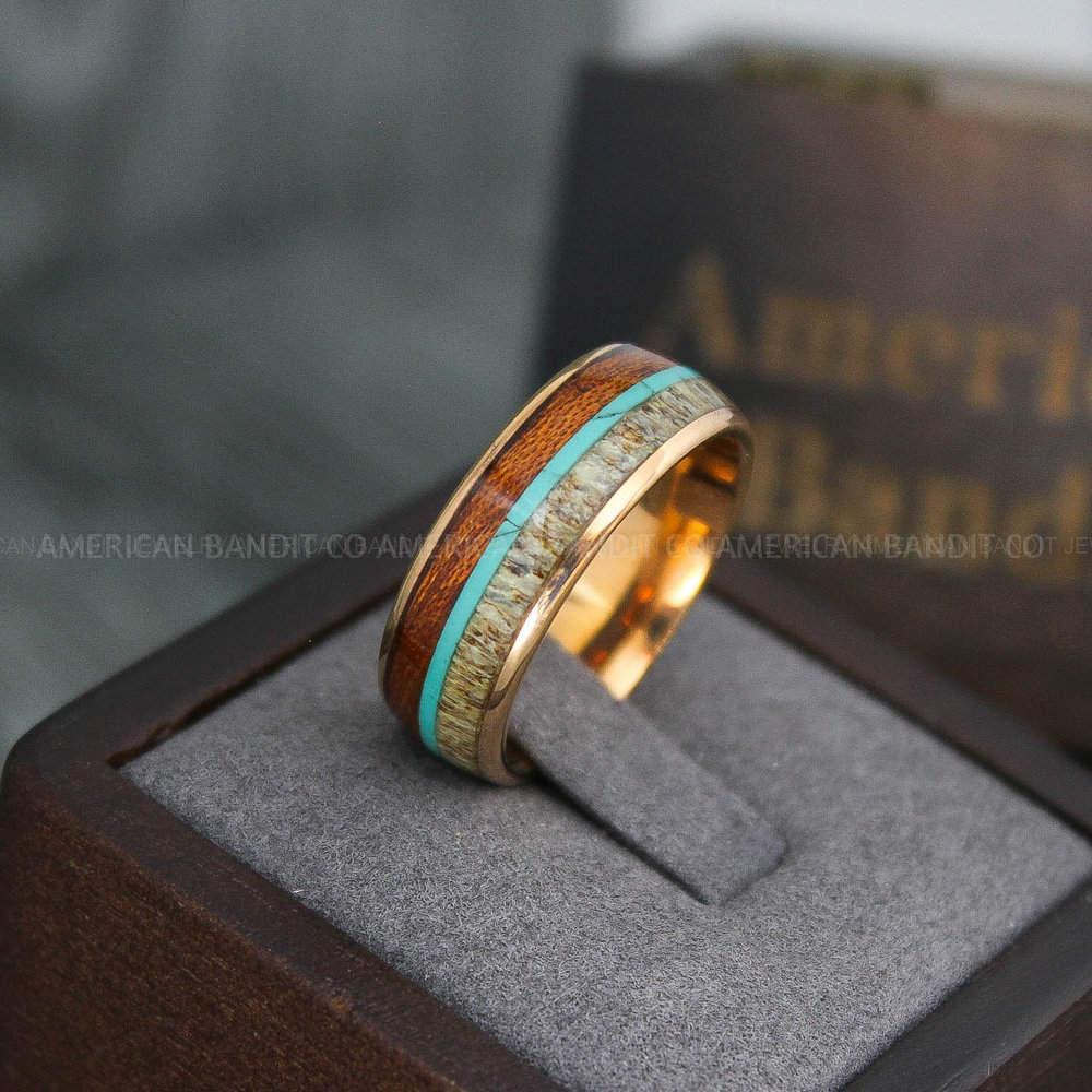 IMG_3903 Deer Antler Ring, Antler Wedding Band, Deer Hunting Ring, Deer Hunting Ring, Deer Antler Wedding Ring, Rose Gold Wedding Band, His Wedding Ring - Image 1