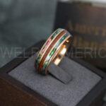 Wood Ring, Abalone Shell Ring, Rose Gold Wedding Band, Rose Gold Wedding Ring, Wood Wedding Ring, Abalone Shell Wedding Ring, Wood Jewelry - Image 4