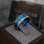 Hammered Ring, Blue Wedding Ring, Blue Wedding Band, Blue Hammered Wedding Ring