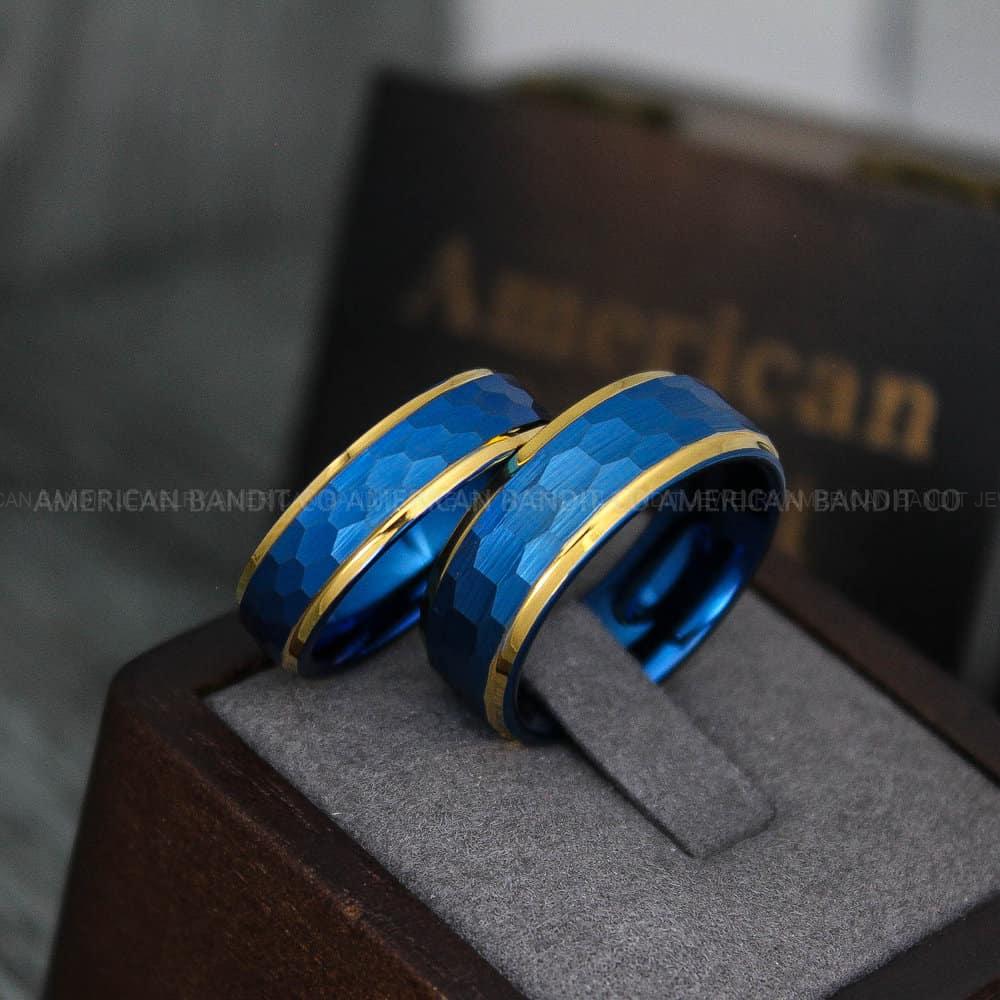 IMG_3926 Hammered Rings, Blue Wedding Rings, Blue Wedding Bands, Couple Rings, Couple Wedding Bands, Couple Wedding Rings, Matching Couple Rings - Image 1