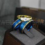 Hammered Rings, Blue Wedding Rings, Blue Wedding Bands, Couple Rings, Couple Wedding Bands, Couple Wedding Rings, Matching Couple Rings - Image 5