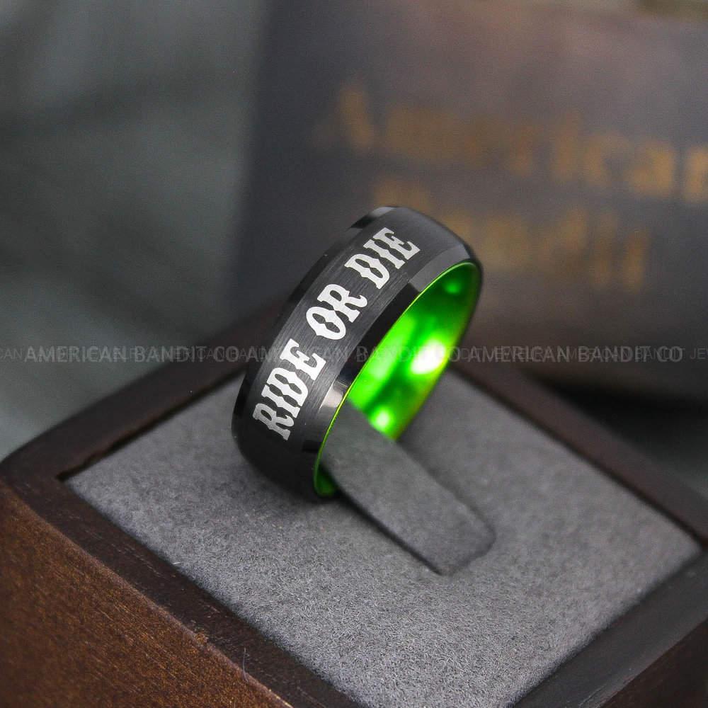 IMG_3931 Ride or Die Ring, Ride or Die, Ride or Die Wedding Ring, Ride or Die Wedding Band, Black Wedding Ring, Black Wedding Band, Biker Ring - Image 1
