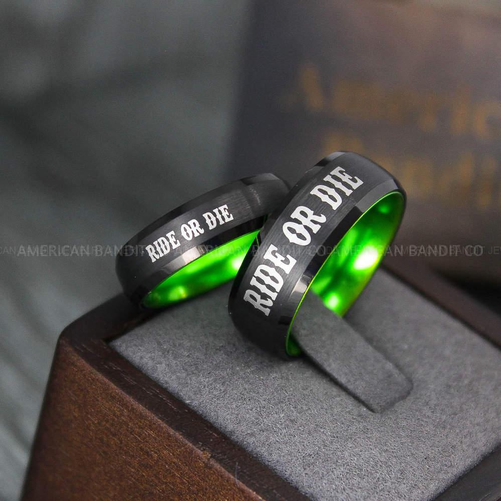 IMG_3932 Ride or Die Rings, Ride or Die, Ride or Die Wedding Rings, Ride or Die Wedding Bands, Black Wedding Rings, Black Wedding Bands, Biker Rings - Image 1