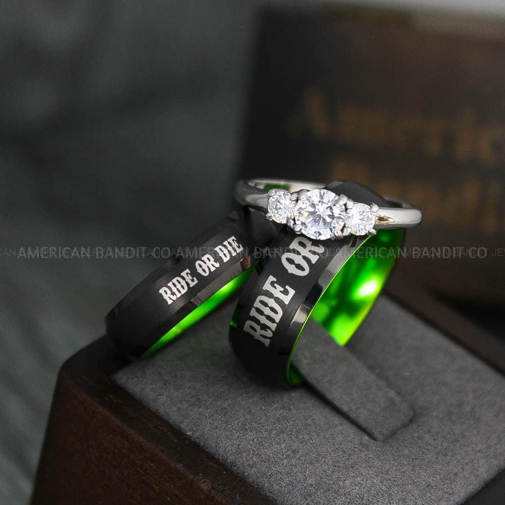 IMG_3936 Ride or Die Rings, Ride or Die, Ride or Die Wedding Rings, Ride or Die Wedding Bands, Black Wedding Rings, Black Wedding Bands, Biker Rings - Image 1