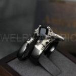 Howling Wolves Rings, Wolf Rings, Couple Rings, Black Rings, Black Tungsten Rings, Wolves Rings, Wolf Howl Rings, Black Wedding Bands