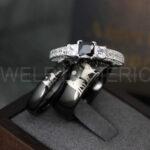 Howling Wolves Rings, Wolf Rings, Couple Rings, Black Rings, Black Tungsten Rings, Wolves Rings, Wolf Howl Rings, Black Wedding Bands