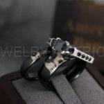 Howling Wolves Rings, Wolf Rings, Couple Rings, Black Rings, Black Tungsten Rings, Wolves Rings, Wolf Howl Rings, Black Wedding Bands