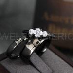 Howling Wolves Rings, Wolf Rings, Couple Rings, Black Rings, Black Tungsten Rings, Wolves Rings, Wolf Howl Rings, Black Wedding Bands