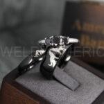 Howling Wolves Rings, Wolf Rings, Couple Rings, Black Rings, Black Tungsten Rings, Wolves Rings, Wolf Howl Rings, Black Wedding Bands - Image 2