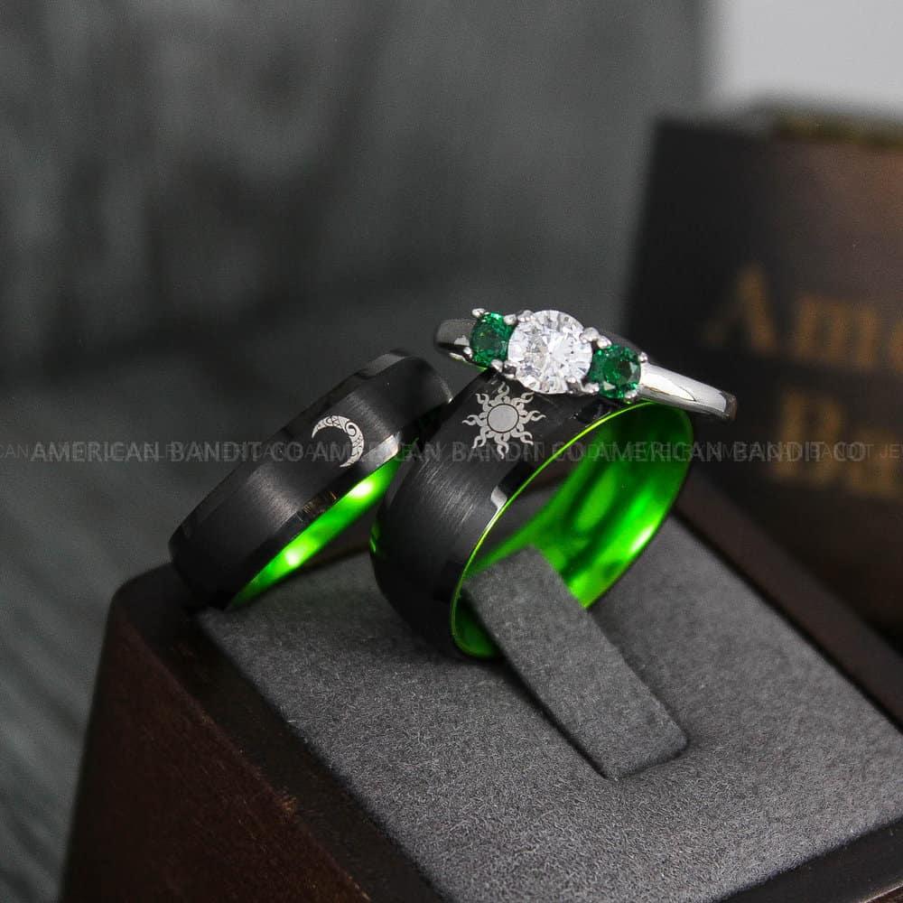 IMG_4009 Sun and Moon Rings, Sun and Moon Wedding Rings, Sun and Moon Wedding Bands, Sun and Moon Jewelry, Couple Rings, Matching Couple Rings - Image 1