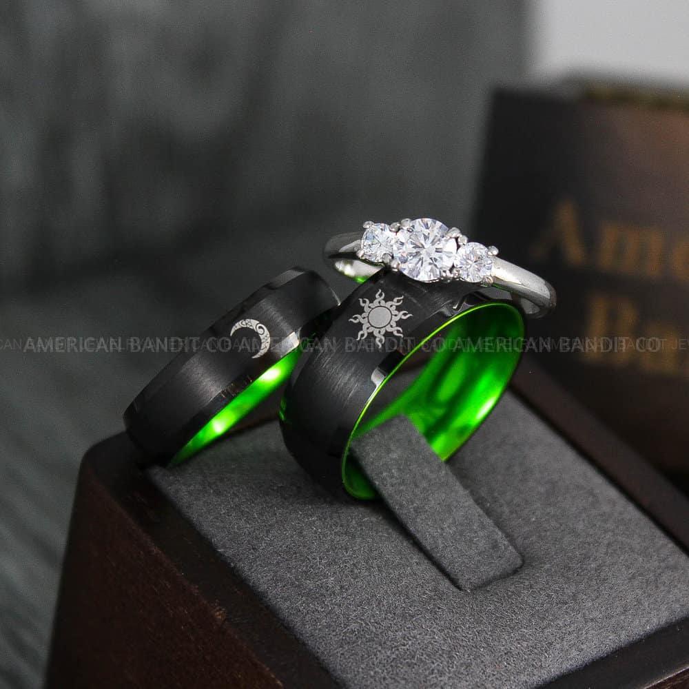 IMG_4010 Sun and Moon Rings, Sun and Moon Wedding Rings, Sun and Moon Wedding Bands, Sun and Moon Jewelry, Couple Rings, Matching Couple Rings - Image 1