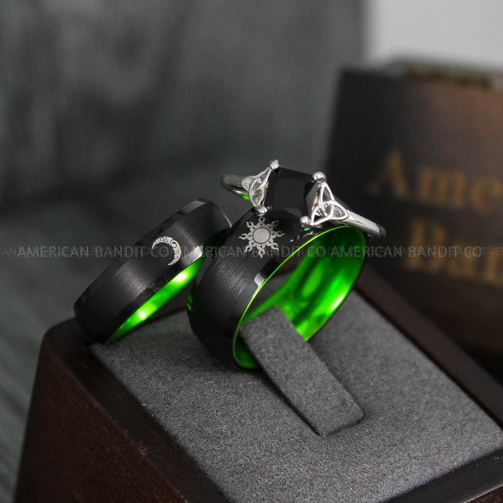 IMG_4012 Sun and Moon Rings, Sun and Moon Wedding Rings, Sun and Moon Wedding Bands, Sun and Moon Jewelry, Couple Rings, Matching Couple Rings - Image 1