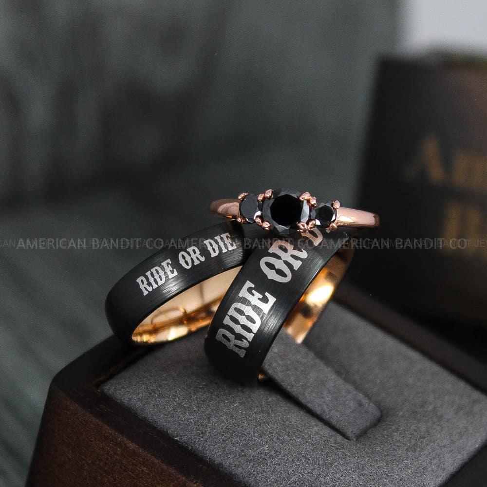 IMG_4016 Ride or Die Rings, Ride or Die, Ride or Die Wedding Rings, Ride or Die Wedding Bands, Black Wedding Rings, Black Wedding Bands, Biker Rings - Image 1