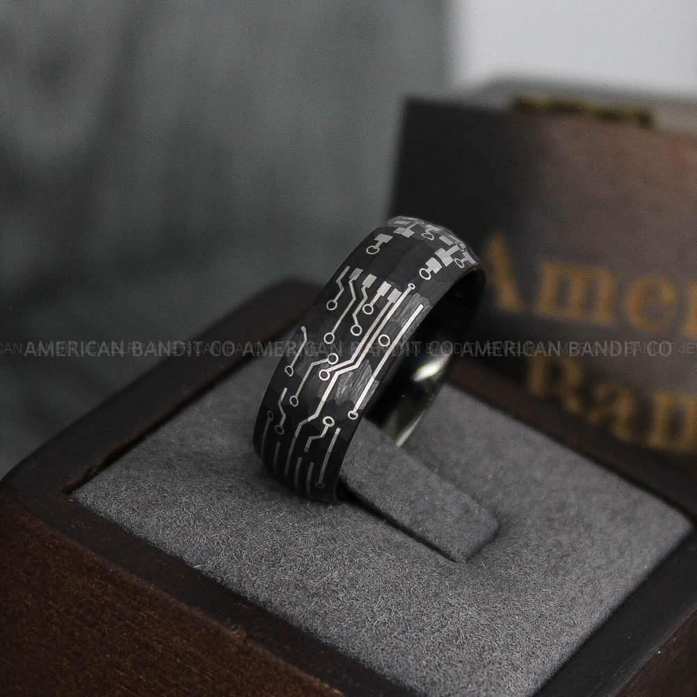 IMG_4043 Circuit Board Ring, Circuit Board Wedding Band, Gamer Ring - Image 1