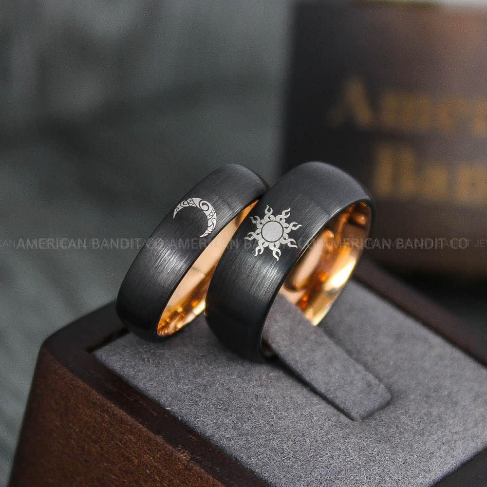 IMG_4057 Sun and Moon Rings, Sun and Moon Wedding Rings, Sun and Moon Wedding Bands, Sun and Moon Jewelry, Couple Rings, Matching Couple Rings - Image 1