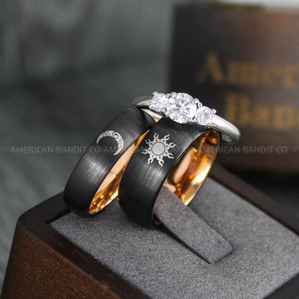 IMG_4059 Sun and Moon Rings, Sun and Moon Wedding Rings, Sun and Moon Wedding Bands, Sun and Moon Jewelry, Couple Rings, Matching Couple Rings - Image 1