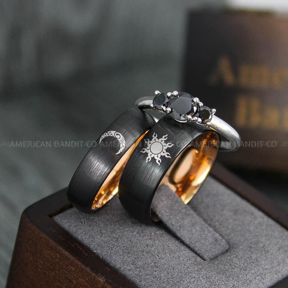 IMG_4062 Sun and Moon Rings, Sun and Moon Wedding Rings, Sun and Moon Wedding Bands, Sun and Moon Jewelry, Couple Rings, Matching Couple Rings - Image 1