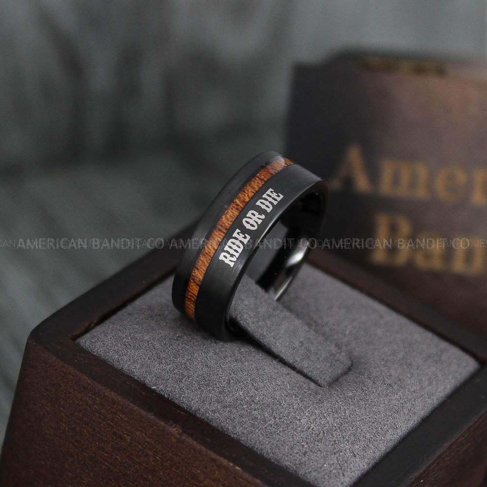 IMG_4087 Ride or Die Ring, Ride or Die, Ride or Die Wedding Ring, Ride or Die Wedding Band, Black Wedding Ring, Black Wedding Band, Biker Ring - Image 1