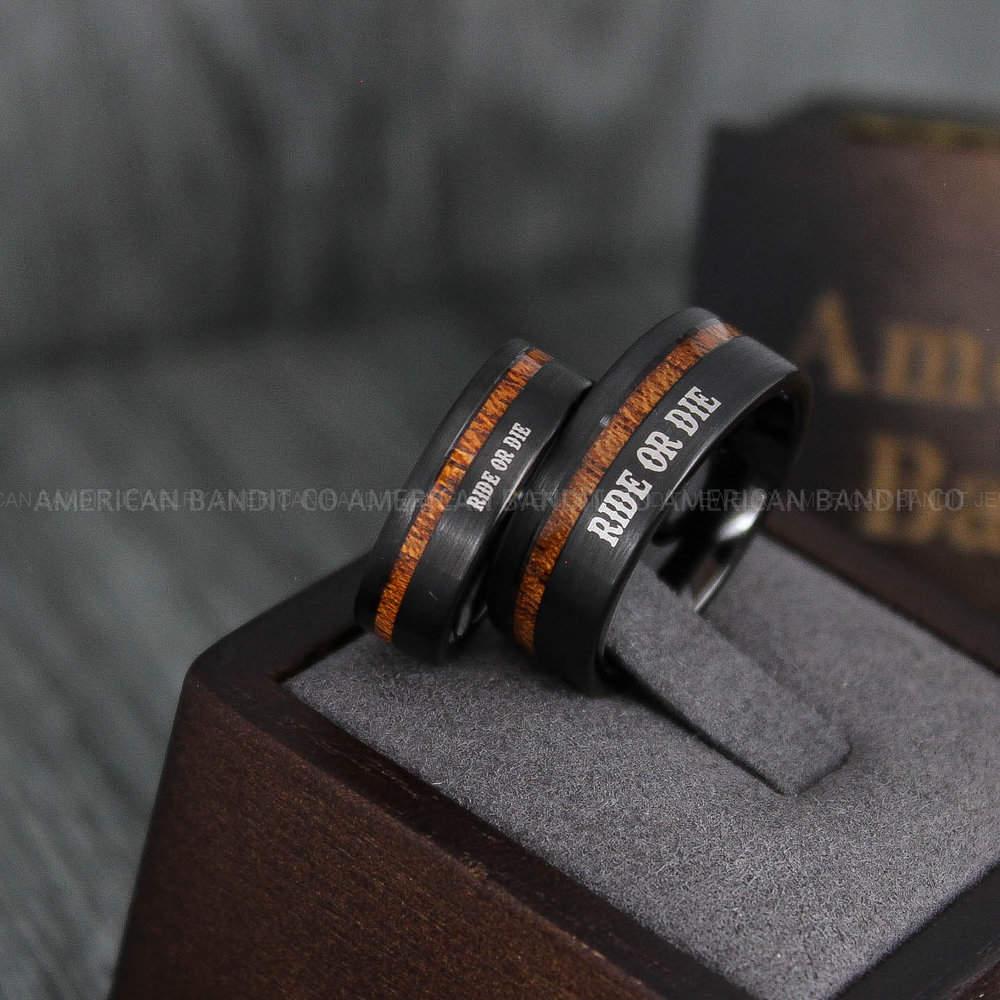 IMG_4090 Ride or Die Rings, Ride or Die, Ride or Die Wedding Rings, Ride or Die Wedding Bands, Black Wedding Rings, Black Wedding Bands, Biker Rings - Image 1