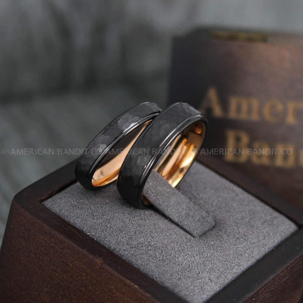 IMG_4099 Hammered Ring, Black Wedding Ring, Black Wedding Band, Black Hammered Wedding Ring - Image 1
