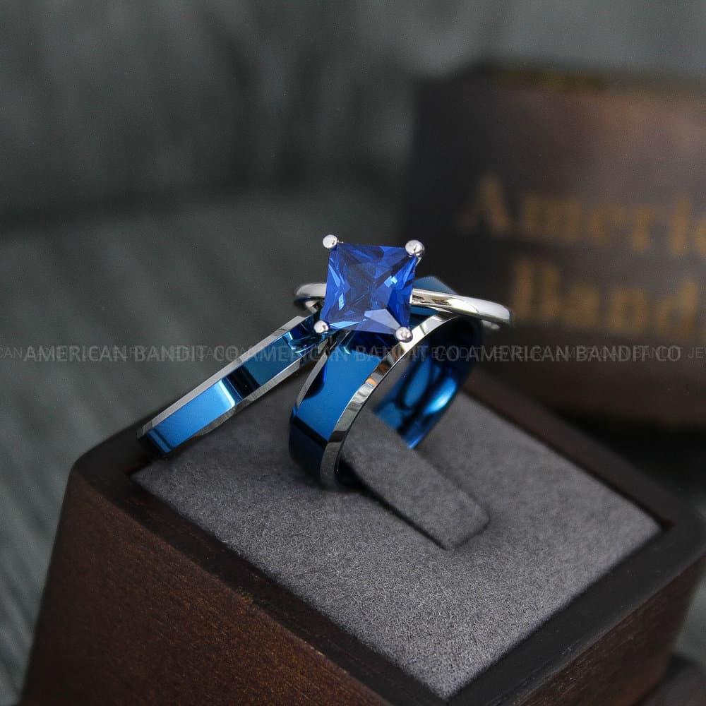 IMG_4127 Blue Wedding Bands, Couple Rings, Couple Wedding Rings, Blue Wedding Bands, Blue Wedding Rings - Image 1