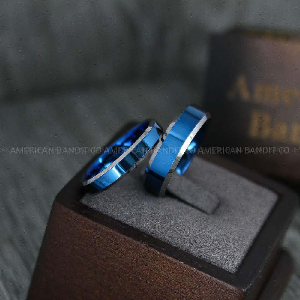 IMG_4129 Blue Wedding Band, Blue Wedding Ring, Blue Ring, Blue Tungsten Wedding Ring - Image 1