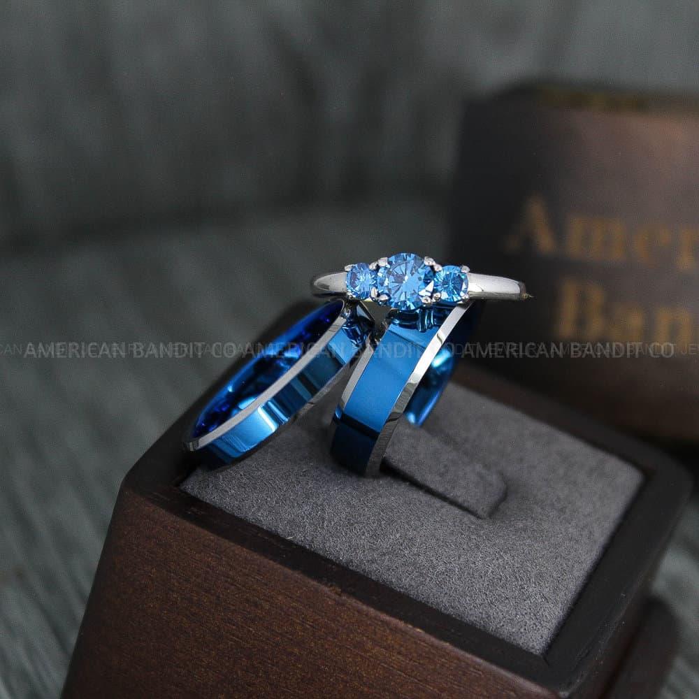IMG_4130 Blue Wedding Bands, Couple Rings, Couple Wedding Rings, Blue Wedding Bands, Blue Wedding Rings - Image 1