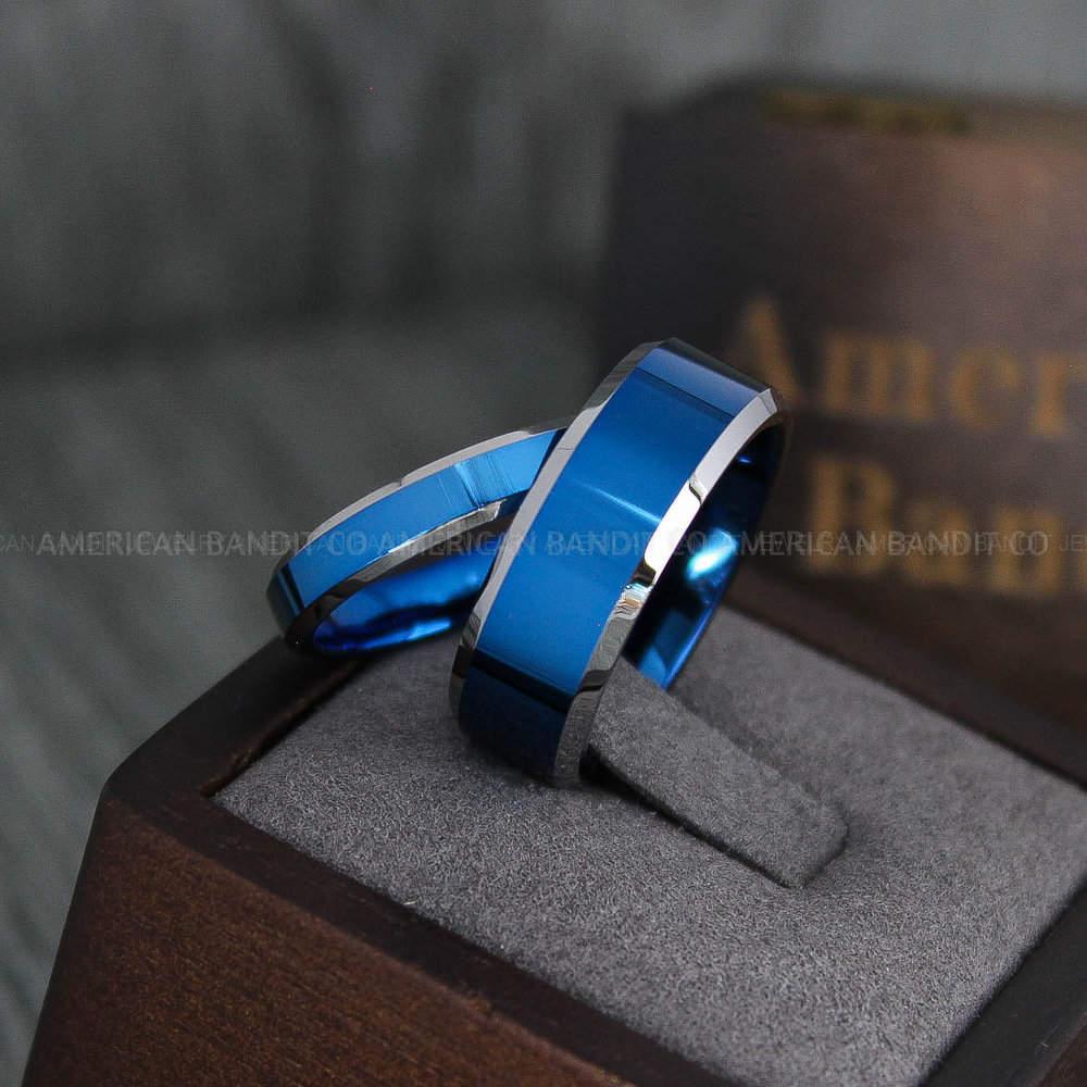IMG_4135 Blue Wedding Bands, Blue Wedding Rings, Couple Rings, Matching Wedding Bands, Couple Wedding Bands - Image 1
