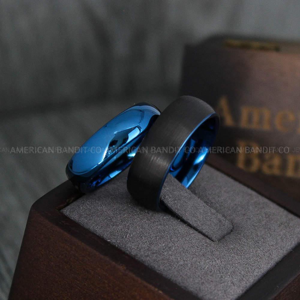 IMG_4142 Blue Wedding Band, Black Wedding Band, Blue Wedding Ring, Black Wedding Ring - Image 1