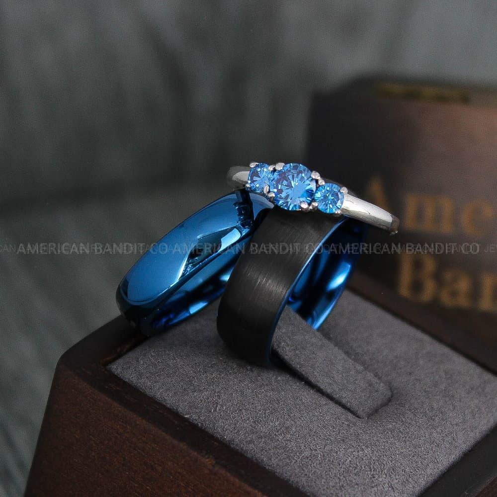 IMG_4144 Blue Wedding Bands, Couple Rings, Couple Wedding Rings, Blue Wedding Bands, Blue Wedding Rings - Image 1