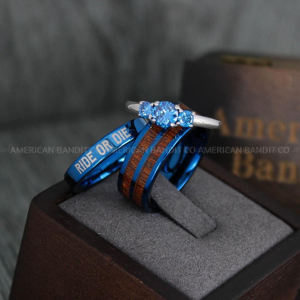 IMG_4149 Couple Rings, Matching Rings, Blue Rings, Blue Wedding Rings, Blue Wedding Bands, His and Her Rings, Couple Wedding Bands, Matching Rings - Image 1