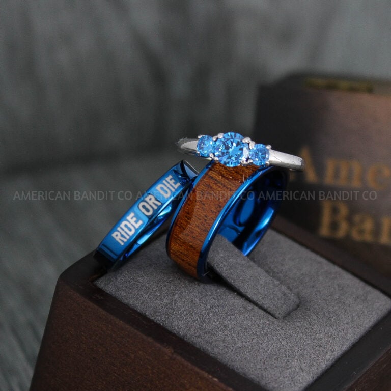 Couple Rings Matching Rings Blue Rings Blue Wedding Rings Blue