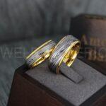 Damascus Steel Rings, Damascus Steel Wedding Rings, Damascus Steel Wedding Bands, Yellow Gold Wedding Rings, Yellow Gold Damascus Steel Wedding Rings - Image 4