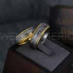 Damascus Steel Rings, Damascus Steel Wedding Rings, Damascus Steel Wedding Bands, Yellow Gold Wedding Rings, Yellow Gold Damascus Steel Wedding Rings