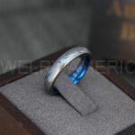 Damascus Steel Ring, Damascus Steel Wedding Ring, Damascus Steel Wedding Band, Blue Wedding Ring, Blue Damascus Steel Wedding Ring