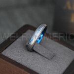 Damascus Steel Ring, Damascus Steel Wedding Ring, Damascus Steel Wedding Band, Blue Wedding Ring, Blue Damascus Steel Wedding Ring - Image 3