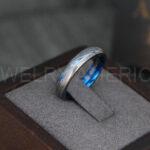 Damascus Steel Ring, Damascus Steel Wedding Ring, Damascus Steel Wedding Band, Blue Wedding Ring, Blue Damascus Steel Wedding Ring - Image 2
