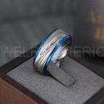 Damascus Steel Ring, Damascus Steel Wedding Ring, Damascus Steel Wedding Band, Black Wedding Ring, Black Damascus Steel Wedding Ring