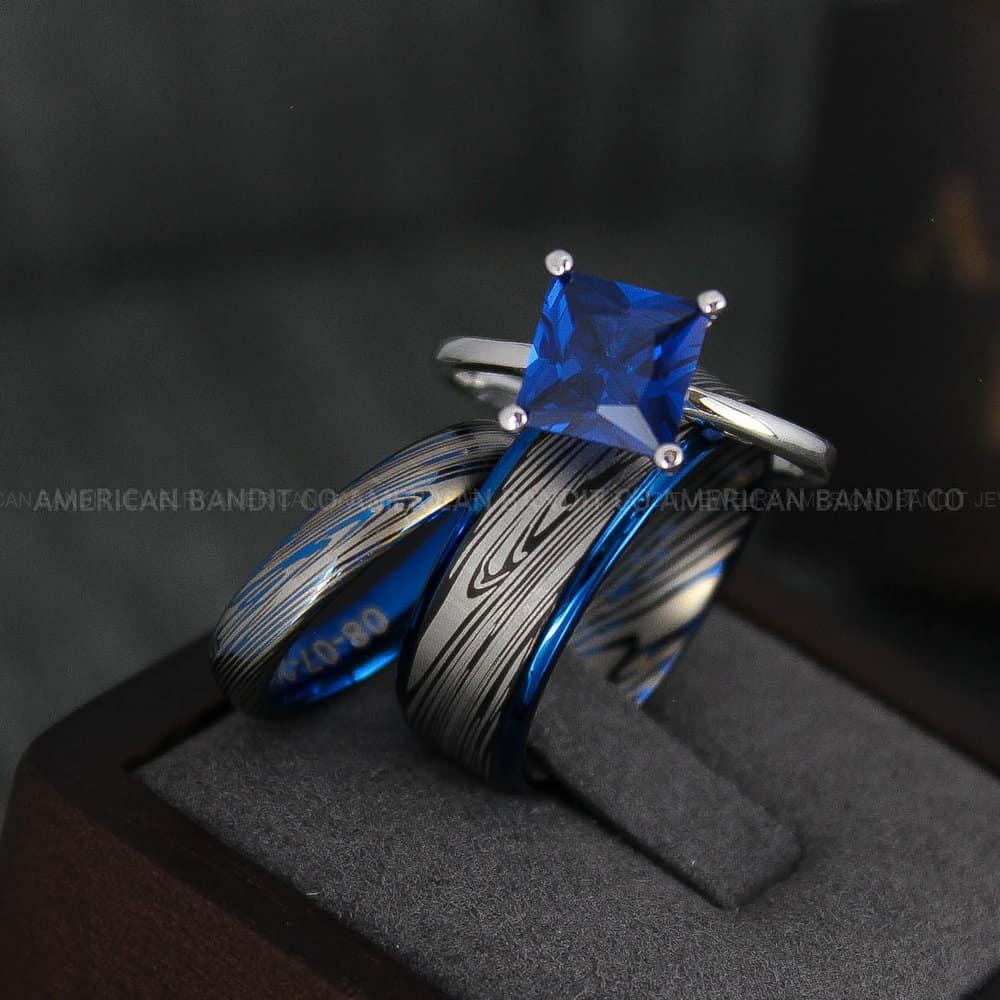 IMG_4198 Damascus Steel Rings, Damascus Steel Wedding Rings, Damascus Steel Wedding Bands, Black Wedding Rings, Black Damascus Steel Wedding Rings - Image 1