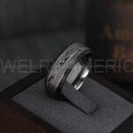 Damascus Steel Ring, Damascus Steel Wedding Ring, Damascus Steel Wedding Band, Black Wedding Ring, Black Damascus Steel Wedding Ring