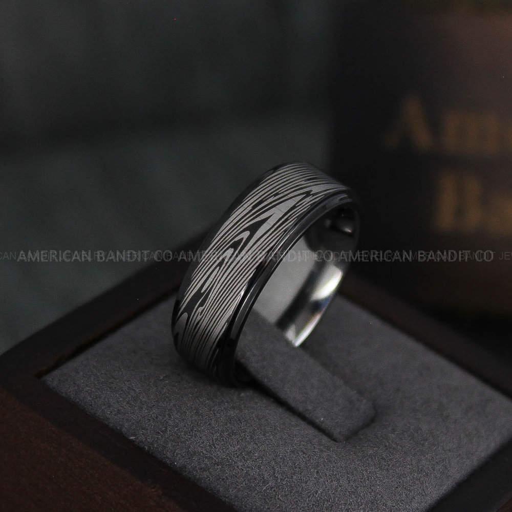 IMG_4201 Damascus Steel Ring, Damascus Steel Wedding Ring, Damascus Steel Wedding Band, Black Wedding Ring, Black Damascus Steel Wedding Ring - Image 1