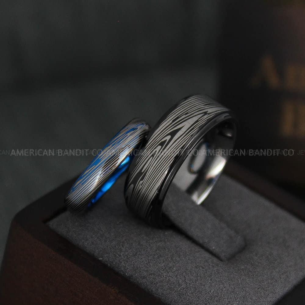 IMG_4202 Damascus Steel Rings, Damascus Steel Wedding Rings, Damascus Steel Wedding Bands, Black Wedding Rings, Black Damascus Steel Wedding Rings - Image 1