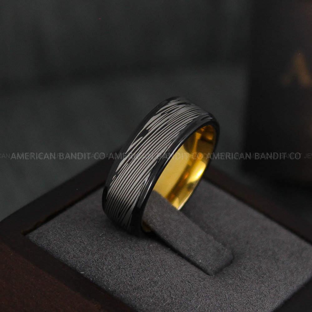IMG_4203 Damascus Steel Ring, Damascus Steel Wedding Ring, Damascus Steel Wedding Band, Black Wedding Ring, Black Damascus Steel Wedding Ring - Image 1