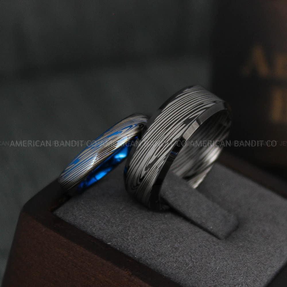 IMG_4206 Damascus Steel Rings, Damascus Steel Wedding Rings, Damascus Steel Wedding Bands, Black Wedding Rings, Black Damascus Steel Wedding Rings - Image 1