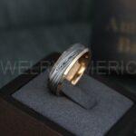 Damascus Steel Ring, Damascus Steel Wedding Ring, Damascus Steel Wedding Band, Rose Gold Wedding Ring, Rose Gold Damascus Steel Wedding Ring - Image 2