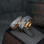 Damascus Steel Rings, Damascus Steel Wedding Rings, Damascus Steel Wedding Bands, Rose Gold Wedding Rings, Rose Gold Damascus Steel Wedding Rings