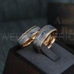 Damascus Steel Ring, Damascus Steel Wedding Ring, Damascus Steel Wedding Band, Rose Gold Wedding Ring, Rose Gold Damascus Steel Wedding Ring - Image 2