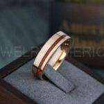 Wood Ring, Wood Wedding Ring, Wood Wedding Band, Rose Gold Wedding Ring, Rose Gold Wedding Band
